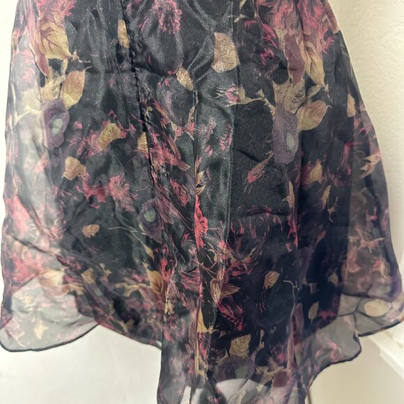 Lulu's Imagine Romance Dark‎ Floral  Organza Skater Dress Large whimsigoth fairy - Picture 7 of 10